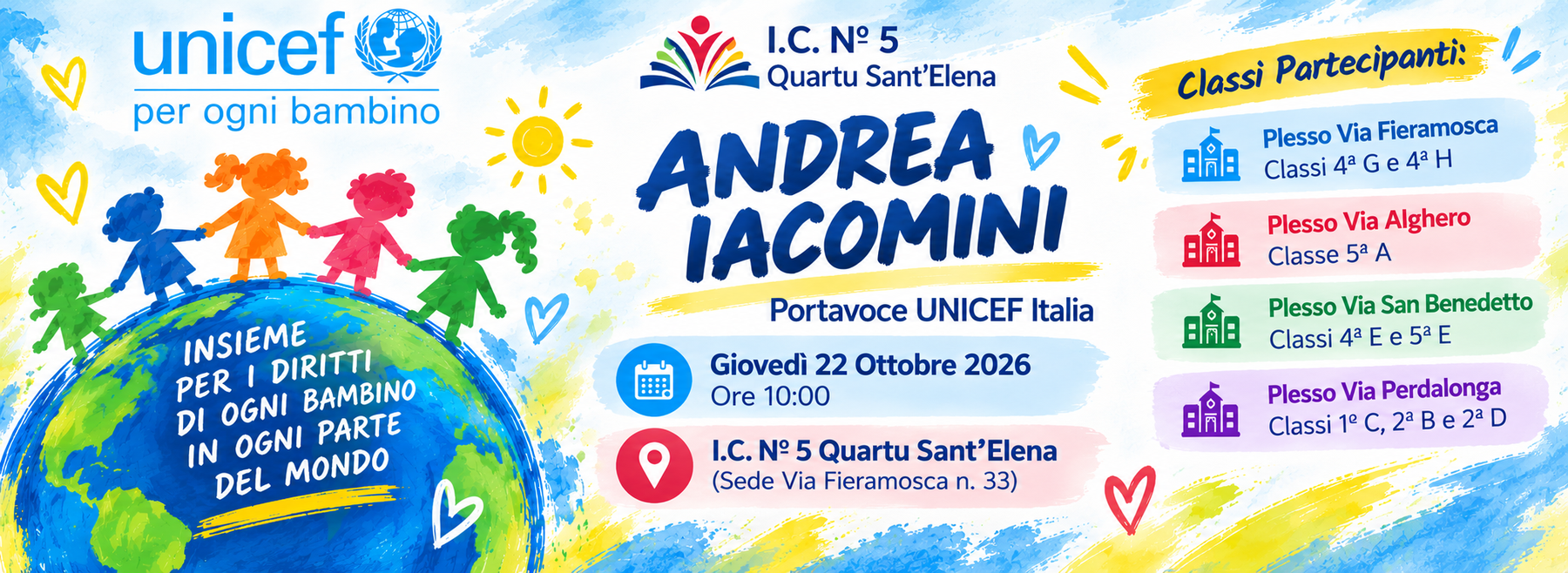 Andrea Iacomini, portavoce UNICEF Italia, incontra gli studenti dell’IC 5 Quartu S.E